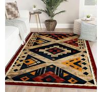 Via Vela Alfombras de Arte Azteca Alfombra 160x230cm Retro Lavable Abstracta Geométrica Textura Patrón Antideslizante Tiro Pila Baja para Entrada Cocina Mitología Piso Frente Dormitorio Mesita