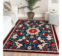 Via Vela Alfombras de Arte étnico para Sala Estar Alfombra 120x150cm Lavable a máquina Tradición clásica Antideslizante Tiro Pelo bajo Patrones impresión Floral con Respaldo Goma Cocina Comedor