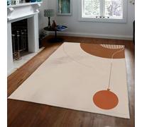 Via Vela Alfombras Estilo Retro 240x300cm Patrón geométrico Abstracto Antideslizante Sin desprendimiento Alfombra Delgada Ligera Pelo bajo para Sala Estar Dormitorio hogar