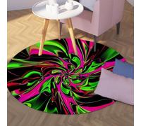 Via Vela Alfombras psicodélicas Grandes Redondas 160cm Fractal Espiral Abstracto Alfombrilla Fina Plegable Pelo bajo antidesl Lavable Resist Manchas para Sala Juegos Dormitorio Salón