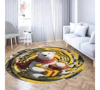Via Vela Alfombras Redondas con diseño Abstracto en Espiral 120cm Alfombra Circular geométrica Mono de Oso Blanco Lavable Lavable de Pelo bajo y Plegable y sin muda para guardería