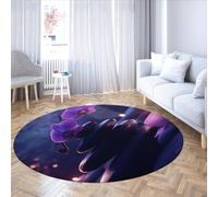 Via Vela Alfombras Redondas Estilo SPA 120cm Patrones de Piedra orquídea Morada Alfombra Circular Lavable Antideslizante de Pelo bajo y sin caída para Dormitorio terraza Exterior y Patio