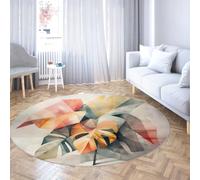 Via Vela Alfombras Redondas Tropicales Modernas 200cm Monstera Leaves Acuarela Arte Alfombrilla Lavable antidesl Fina Grande Plegable Pelo bajo Resist Manchas para Salón Dormitorio