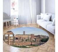 Via Vela Alfombras Redondas Vintage 100cm Vista del Foro en Roma Impresión Lavable Antideslizante Suave Pelo Bajo Alfombra Circular para Dormitorio Sofá Comedor