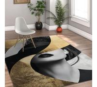 Via Vela Alfombras únicas del área del Arte Curva Abstracta geométrica Elegante Retrato Mujer Alfombra Plegable Delgada Antideslizante Pelo bajo para apartamento 100x150cm