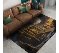 Via Vela Alfombrilla gótica mística 160x230cm Arquitectura Antigua Luna Llena Plegable Comedor Oficina hogar contemporáneo Fino Antideslizante Acento