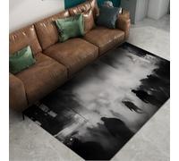 Via Vela Alfombrilla Silueta estética 60x120cm Multitud Calle Blanco Negro Lavable a máquina habitación bebé Sala Juegos Moderno Fino Suave Acento