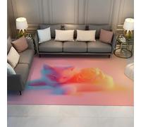 Via Vela Animal Alfombra 180x240cm Dream Alfombrilla for Salon Dormitorio Cocina Cute Pets Cats Machine Lavable Antideslizante Throw Tapete Entrada Coffee Table Romantic Orange Roses Moderno