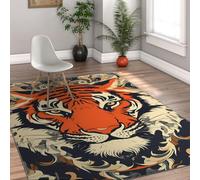 Via Vela Animal Alfombra 60x90cm for Salon Antideslizante Backing Machine Lavable Fierce Tiger Head Decor Alfombrilla Pop Art Resistente a Las Manchas Tapete Dormitorio Wildlife Thin Large Pasillo