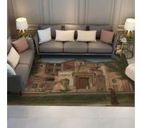 Via Vela Arquitectura Italiana Vintage Alfombra Dormitorio 160x230cm clásico Europeo Edificio Paisaje Alfombra Suave Lavable a máquina con tapete salón Comedor