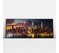 Via Vela Arte de pared en lienzo de paisaje urbano grande moderno Skyline Sunset Prints Mural urbano contemporáneo para Decor de oficina en casa 40x101cm con marco negro