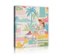 Via Vela Arte de pared en lienzo tropical Ambiente de playa Mural de chica de gato Estilos de anime chic Obras de arte Póster Pintura para el salón Decoración del hogar 30x40cm