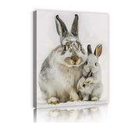 Via Vela Arte mural de lienzo familiar de conejos estampados de animales de conejos casa de campo estilo pastoral mural moderno de animales para decoración de habitación de la guardería 70x90cm