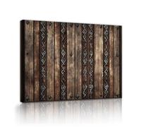 Via Vela Arte mural rústico de madera impresión vikinga de textura en lienzo pintura de cartel con textura metálica mural industrial para pasillo del sótano decoración de la biblioteca 70x90cm