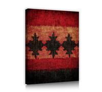 Via Vela Arte mural tribal del suroeste Grabados en lienzo nativo americano Pintura rústica con patrón de geometría roja Mural moderno de mediados de siglo para decoración de dormitorios 75x100cm