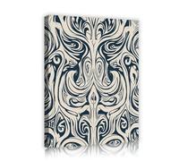 Via Vela Arte mural tribal étnico moderno Grabados retro en lienzo Pintura con patrones simétricos Mural de arte lineal moderno de mediados de siglo para decoración del hogar 80x100cm