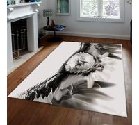 Via Vela Black and 160x200cm White Style Alfombra Bird Machine Lavable Alfombrilla for Salon Dormitorio Wildlife Theme Foldable Thin Tapete Vintage Big Antideslizante Bald Eagle Estampado Home Decor