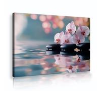 Via Vela Blanco Rosa Orquídea Lienzo Impresión Zen Piedras Negras Lienzo Enmarcado Arte Bokeh Luces Naturaleza Paisaje Pintura Spa Baño Decoración Imágenes Obra 20x30cm