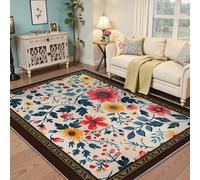 Via Vela Bohemi Rugs Alfombra 180x300cm Floral Vintage Lavable a máquina Salón Alfombrilla Antideslizante de Flores Coloridas Tapete Pelo bajo Grande Dormitorio estética Chic Comedor Decoración