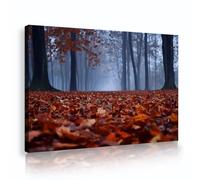 Via Vela Bosque Brumoso Otoño Arte Pared Lienzo Enmarcado Follaje Marrón Suelo Pintura Calle Árboles Oscura Póster Paisaje Melancólico Imagen para Sala Estar Lounge Sala Estar Decoración 70x105cm