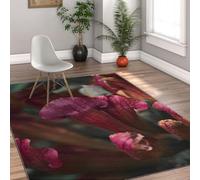 Via Vela Botánico Alfombra 180x270cm Jarra roja Máquina de Plantas Antideslizantes Lavables Alfombrilla salón Tapete Finas Plegables Comedor Gran Pasillo Pelo bajo Natural Floral exótica única