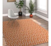 Via Vela botanico Estampado 180x300cm Lavable Alfombra Mid Century Moderno Alfombrilla for Salon Leaf Print Soft Thin Tapete Orange Antideslizante Backing Pelo Corto Large Tropical Plants Home Decor