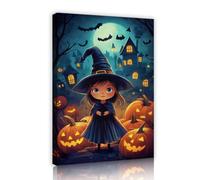 Via Vela Bruja Pequeña Calabaza Cuadro Lienzo Infantil 20x30cm