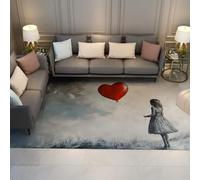 Via Vela Chica Globo corazón Rojo Alfombra Dormitorio 80x150cm estético Gris tormentoso Cielo Paisaje Alfombra Resistente Manchas con tapete Grande salón Comedor