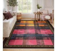 Via Vela Clásico Alfombra 90x180cm de Cuadros Alfombrilla Abstracta Comedor Tapete Grande Resistente a Manchas Antideslizante Pelo bajo geométricas Patio Porche Fina Lavable máquina Cocina en el