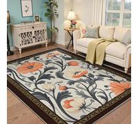 Via Vela Crema Alfombra 180x300cm para el salón Alfombrilla botánicas Vintage a máquina Tapete Antideslizante Lavable Art Nouveau de Enredadera Flores Francesa Pelo bajo Dormitorio Mesa Comedor