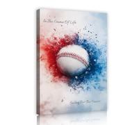Via Vela Deporte Acuarela Lienzo Pintura Arte Pared Béisbol Citas Inspiradoras Imagen Rojo Azul Salpicadura Póster Impresión para Habitación Niño Gimnasio Cueva Hombre Juego Decoración 70x105cm