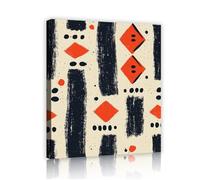 Via Vela Dibujo abstracto de tela con pinceladas arte mural enmarcado en la pared patrón geométrico en negro y naranja mural moderno de mediados de siglo para decorar el salón 60x80cm