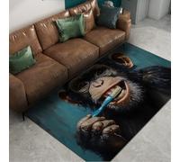 Via Vela Divertido Mono Cepillo Dientes Alfombrilla 90x180cm Adorable Gorila patrón Animal de Pelo bajo Fina Lavable Resistente Manchas Grande niño Sala Juegos Antideslizante Dormitorio baño Alfombra