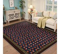 Via Vela Estética Alfombra 180x300cm victorianas Florales Alfombrilla Dormitorio Tapete Antideslizante de Pelo bajo Plegables Grandes Flores en casa Despacho Habitación Invitados Lavables a del