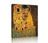 Via Vela Giclée Lienzos Cuadros Estirados Y Enmarcados El Beso De Gustav Klimt Pinturas Famosas Réplica De Obras De Arte De Pared Para Decor Del Hogar 70x90cm Marco Interior