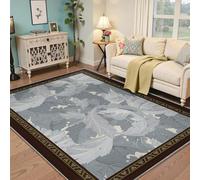 Via Vela Gran Hoja acanto Elegante Alfombra salón 120x150cm Vintage Verde Salvia Gris Azul estético Alfombra Antideslizante con tapete Lavable Comedor Oficina casa bajo Mesa