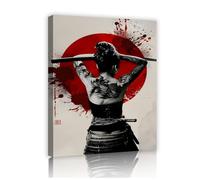 Via Vela Guerrero samurái Arte mural japonés de lienzo estilo ukiyo-e grabados a tinta estilo tatuaje mural de tatuajes póster moderno para decoración de oficina 80x100cm