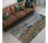 Via Vela Impresionista óleo acantilado mar Alfombra 180x240cm Claude Monet Estilo jardín Flor Fina Plegable de Pelo bajo Resistente Manchas Grande Antideslizante Dormitorio Sala tapete