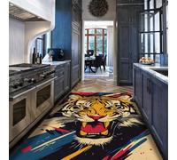 Via Vela Japanese Ukiyo 160x200cm E Style Alfombras For Salon Dormitorio Animal Alfombra Machine Lavable Soft Alfombrilla Roaring Tiger Head Pattern Floor Tapete with Antideslizante Backing Comedor