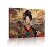 Via Vela Kimono japonés Geisha lienzo pintura de paisajes grabados de arte asiático carteles de temática oriental pintura para decoración del salón 80x100cm