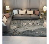 Via Vela Lavable a máquina Alfombra 160x200cm Antideslizantes Salón Magnolia Bird Carpets de Pelo bajo Dormitorio Alfombrilla Cerezo Gris Comedor Sucursal árbol Oficina Arte Entrada Tapete Florales