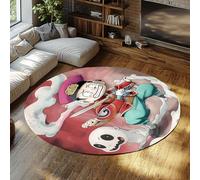 Via Vela Lindo Dibujos Redonda Tapete 180cm Sala Juegos Vintage Chino Guerrero Fantasma niño Arte Estampado Plegable Antideslizante Lavable Fina Silla Oficina Circular lavandería Alfombra