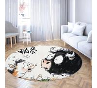 Via Vela Lindo Vaca Redonda Tapete 200cm Sala Juegos Divertido Animal Chino Tinta Pintura Arte Grande Plegable Fina Clase Circular Home Oficina Alfombra