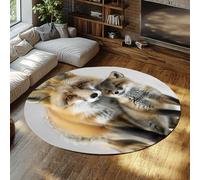 Via Vela Lindo Zorro Redonda Tapete 180cm Habitación niño Dulce Animal Salvaje Motivo Grande Plegable Pelo bajo Fina Sala Conferencia Circular Home Oficina Alfombra