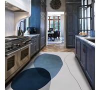 Via Vela Mediados de Siglo Alfombra 90x180cm Arte Abstracto líneas Alfombrilla Tapete en la Entrada Lavable Minimalista Pelo bajo Sala reuniones Lavandería Grande y Blanda