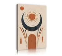 Via Vela Mediados Siglo Boho Lienzo Arte Pared Abstracto Geométrico Sol Luna Pintura Terracota Arco Línea Mística Celestial Imagen Gráfica Póster para Lounge Escalera Oficina Decoración 30x45cm