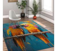 Via Vela Moderno Art 80x150cm Alfombra Thin Lavable Alfombrilla Tropical Boho Antideslizante Backing Tapete para Salon Dormitorio Cocina Floor Cute Parrot Pattern Animal Easy Clean Pelo Corto Blue