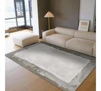 Via Vela Moderno Minimalista Alfombra Dormitorio 180x270cm Abstracto Gris Claro Borde Blanco Neutro Grande Alfombra Resistente Manchas con tapete salón Comedor