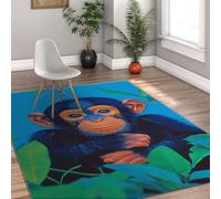 Via Vela Mono Lindo Suelo guardería 120x180cm Azul Selva Animales Salvajes Alfombra Lavable con tapete fácil Limpiar para Sala Juegos Cuarto bebé Dormitorio