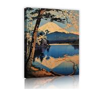 Via Vela Murales modernos japoneses de paisaje grabados eclécticos lienzo del Monte Fuji pintura del lago Sakura arte para la decoración del hogar del salón 30x40cm